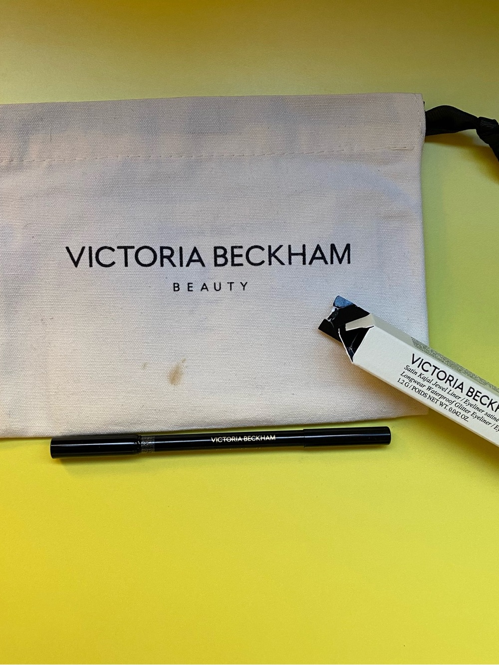 Victoria Beckham Satin Kajal Jewel Liner Night Flash Black with Branded Pouch
